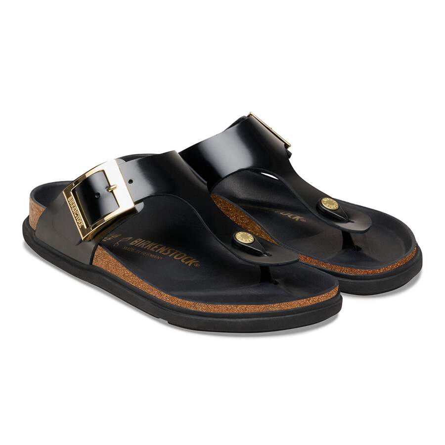 Gizeh Droplet Buckle Natural Leather Patent - High Shine Black