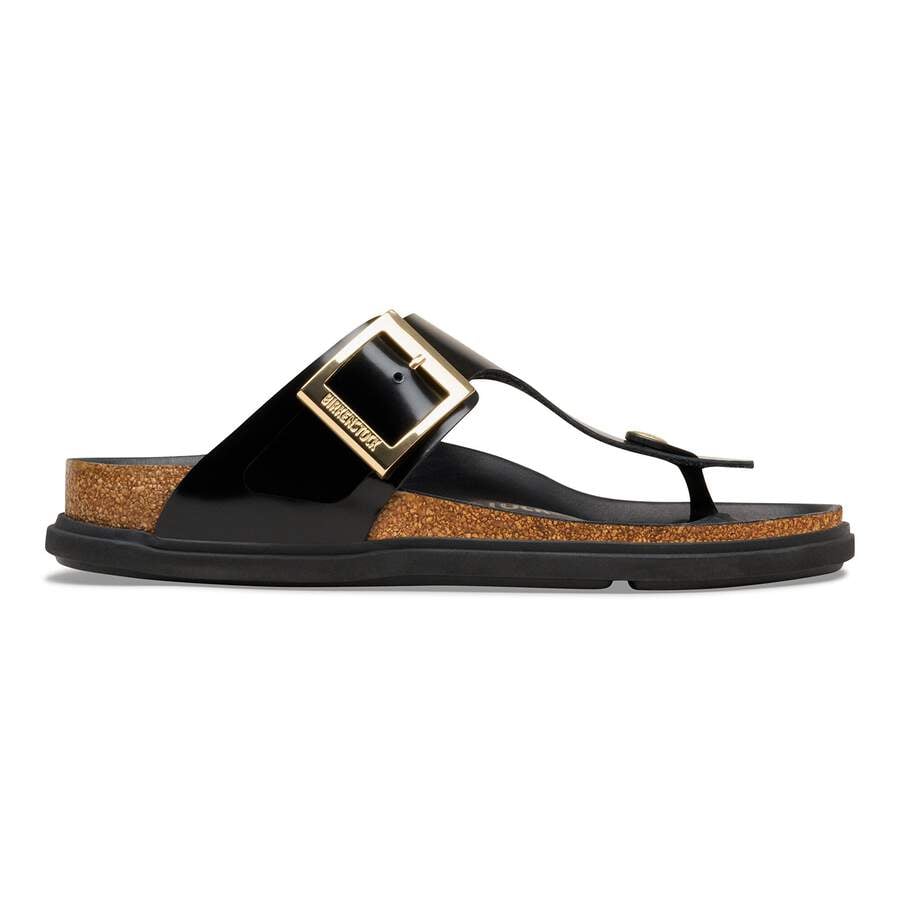 Gizeh Droplet Buckle Natural Leather Patent - High Shine Black
