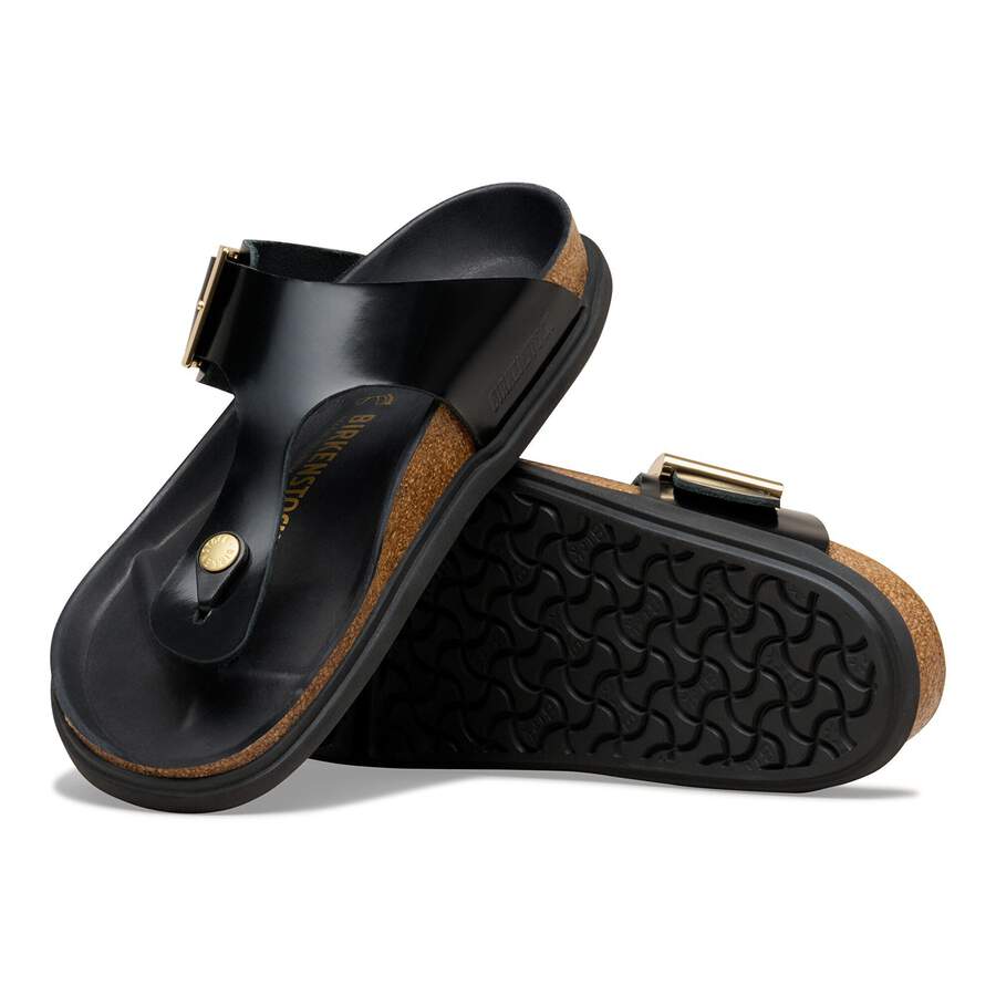 Gizeh Droplet Buckle Natural Leather Patent - High Shine Black