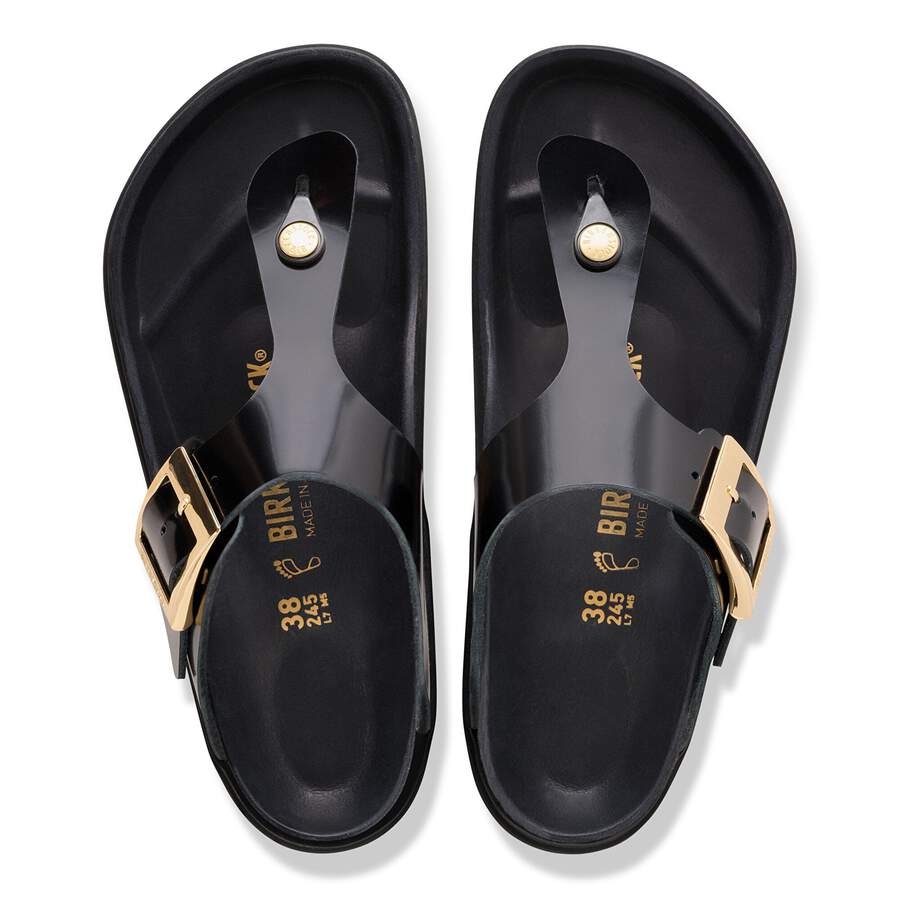 Gizeh Droplet Buckle Natural Leather Patent - High Shine Black