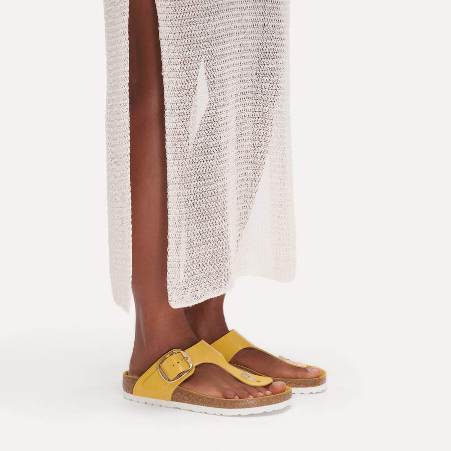 Gizeh Big Buckle Natural Leather Patent - High-Shine Ochre