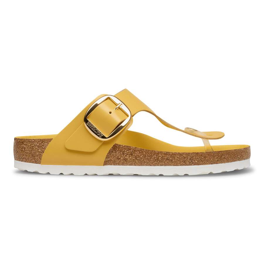 Gizeh Big Buckle Natural Leather Patent - High-Shine Ochre