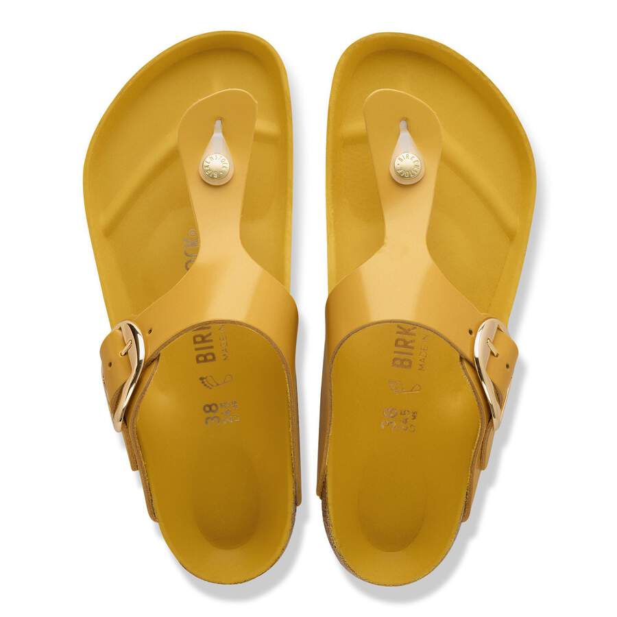 Gizeh Big Buckle Natural Leather Patent - High-Shine Ochre