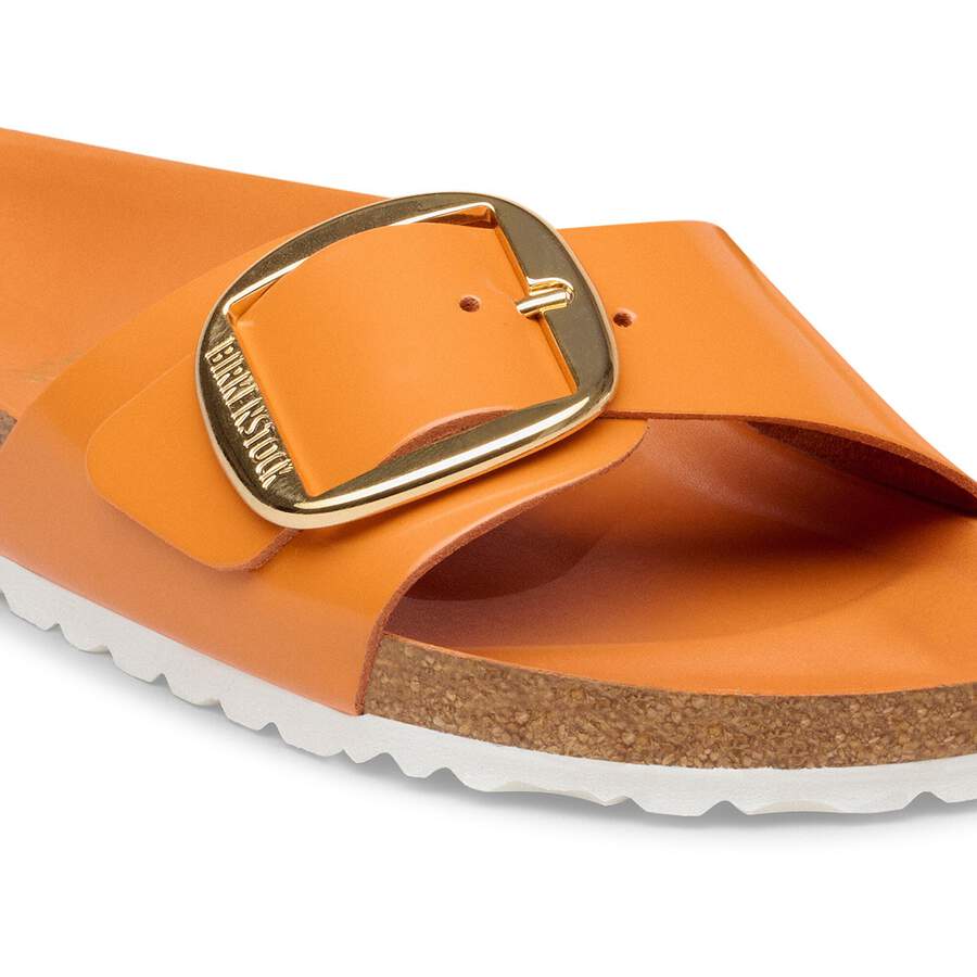 Madrid Big Buckle Natural Leather Patent - High-Shine Kurkuma