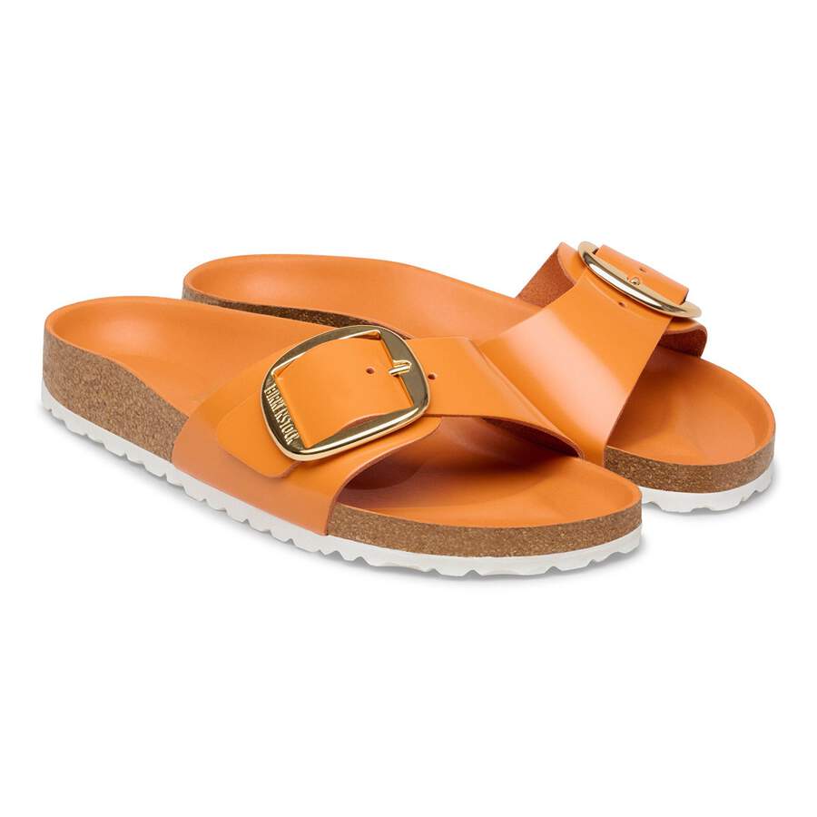 Madrid Big Buckle Natural Leather Patent - High-Shine Kurkuma