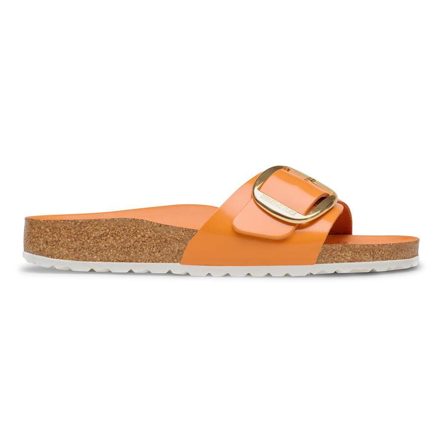 Madrid Big Buckle Natural Leather Patent - High-Shine Kurkuma