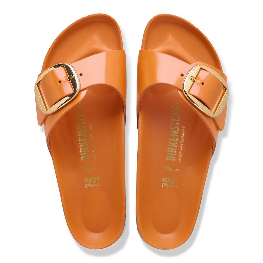 Madrid Big Buckle Natural Leather Patent - High-Shine Kurkuma