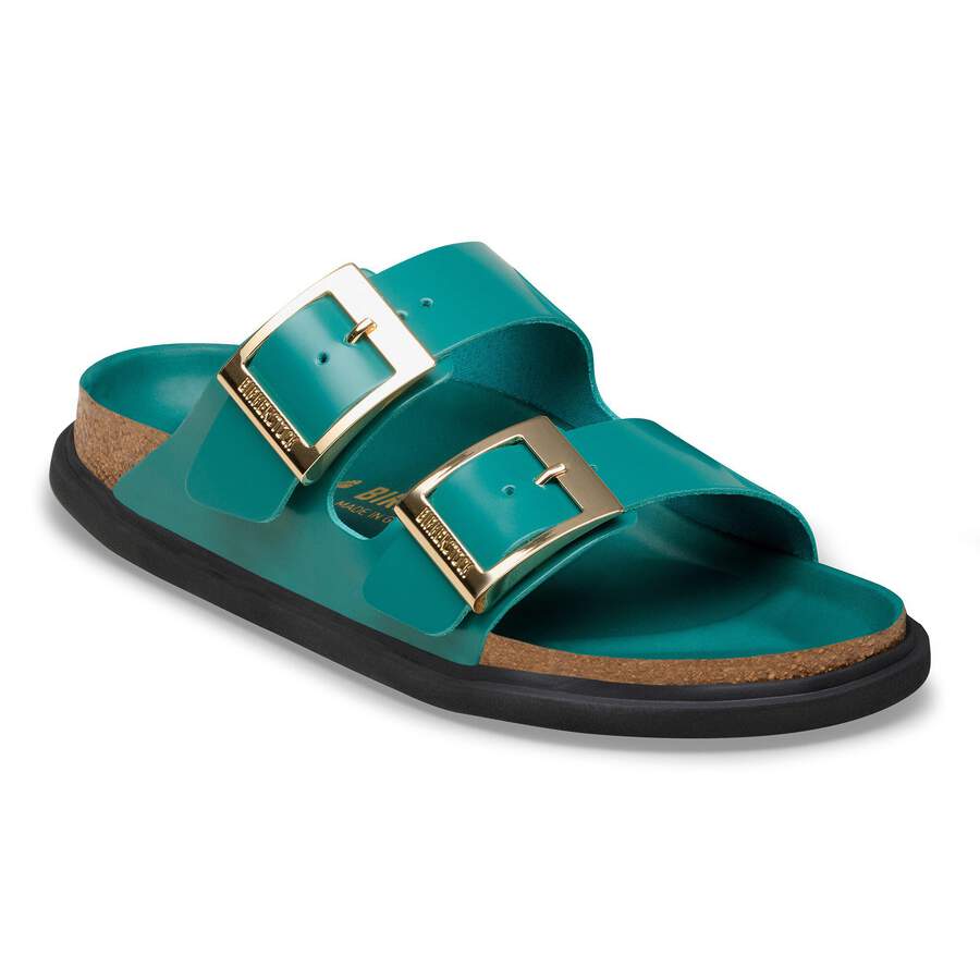 Arizona Droplet Buckle Natural Leather Patent - High-Shine Dark Teal