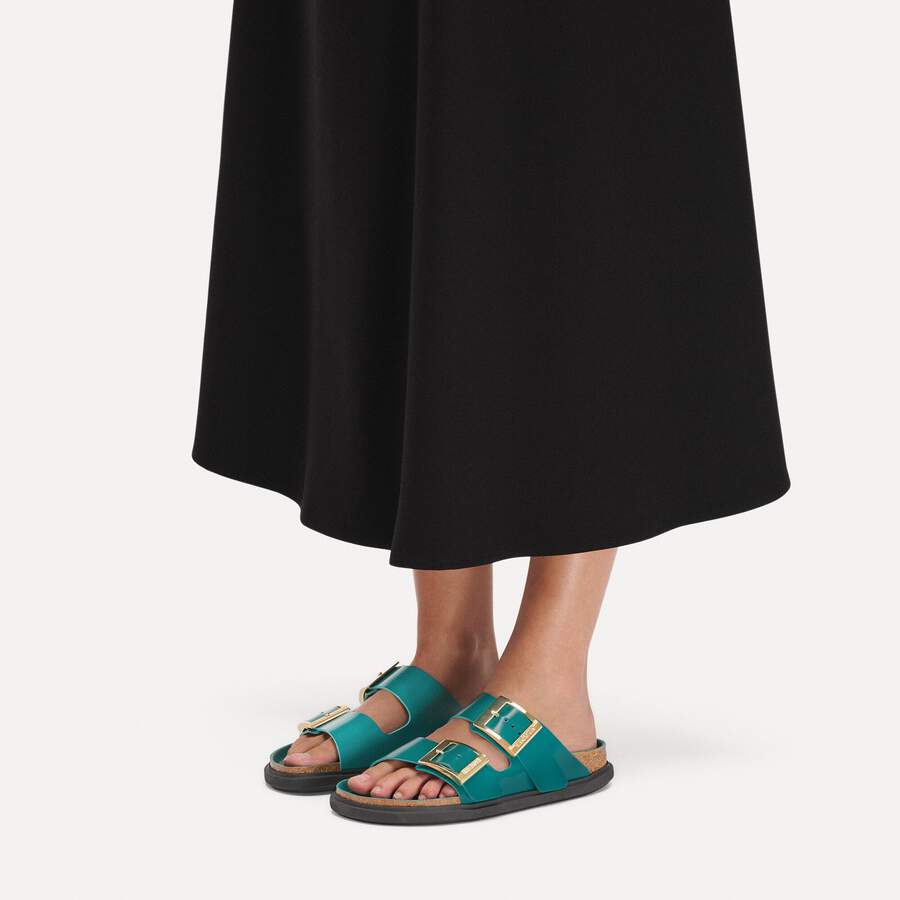 Arizona Droplet Buckle Natural Leather Patent - High-Shine Dark Teal