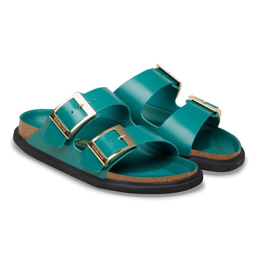 Arizona Droplet Buckle Natural Leather Patent - High-Shine Dark Teal