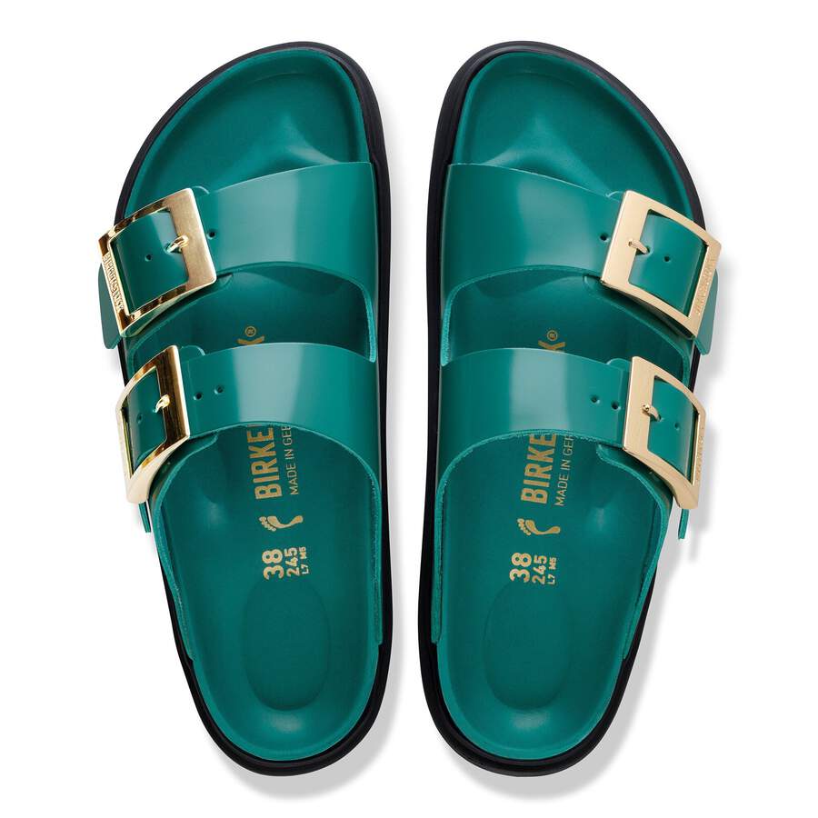 Arizona Droplet Buckle Natural Leather Patent - High-Shine Dark Teal