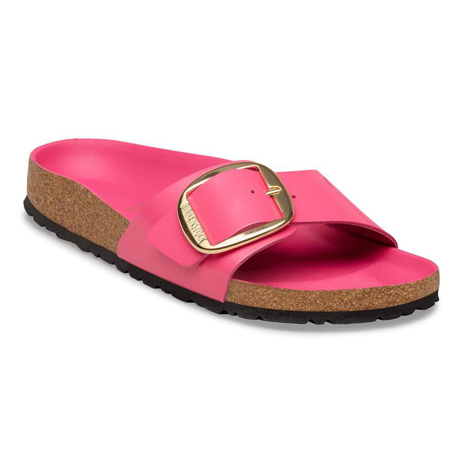 Madrid Big Buckle Natural Leather Patent - High-Shine Fuchsia Tulip