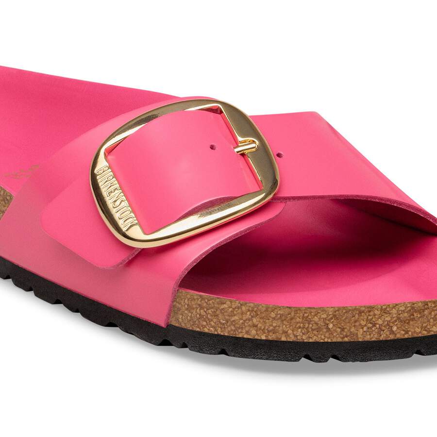 Madrid Big Buckle Natural Leather Patent - High-Shine Fuchsia Tulip