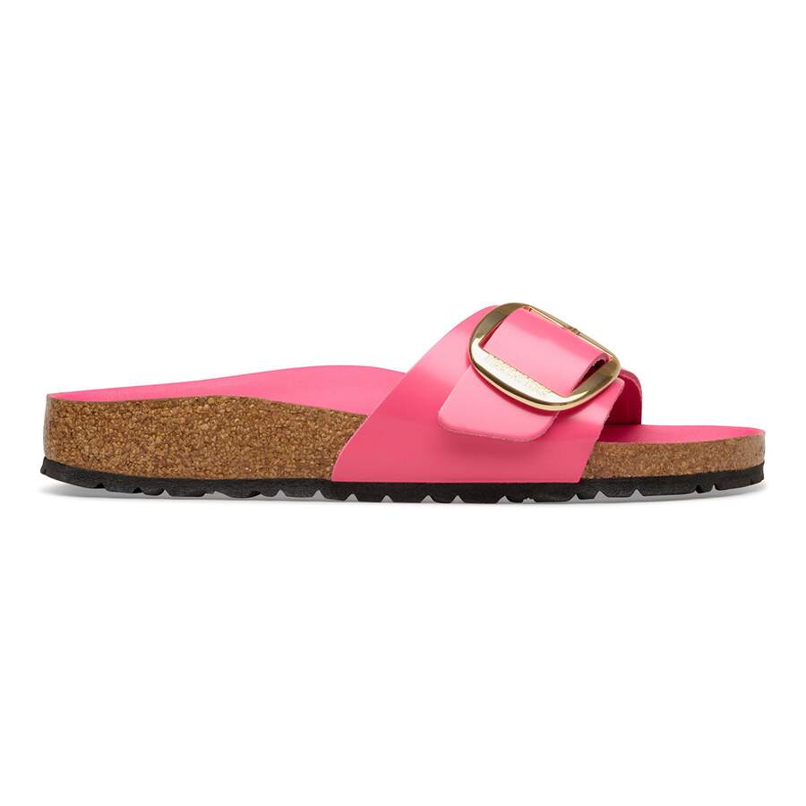Madrid Big Buckle Natural Leather Patent - High-Shine Fuchsia Tulip