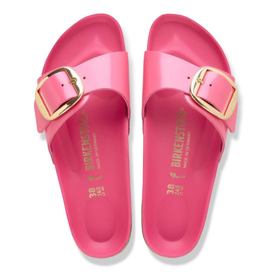 Madrid Big Buckle Natural Leather Patent - High-Shine Fuchsia Tulip