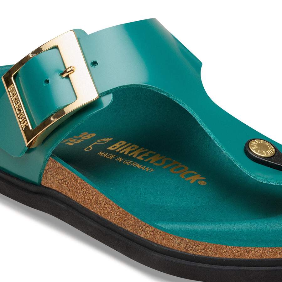 Gizeh Droplet Buckle Natural Leather Patent - High-Shine Dark Teal