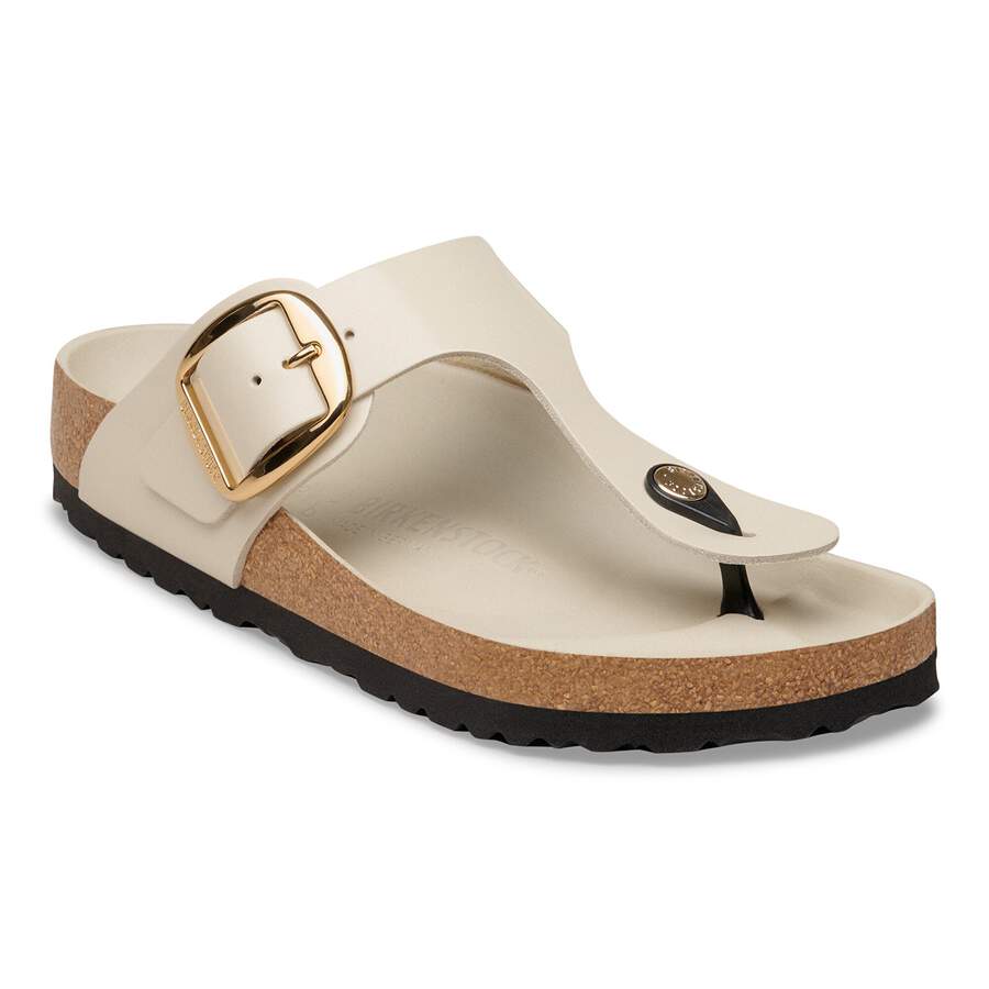 Gizeh Big Buckle Natural Leather Patent - High-Shine Oyster
