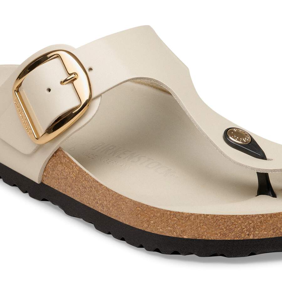 Gizeh Big Buckle Natural Leather Patent - High-Shine Oyster