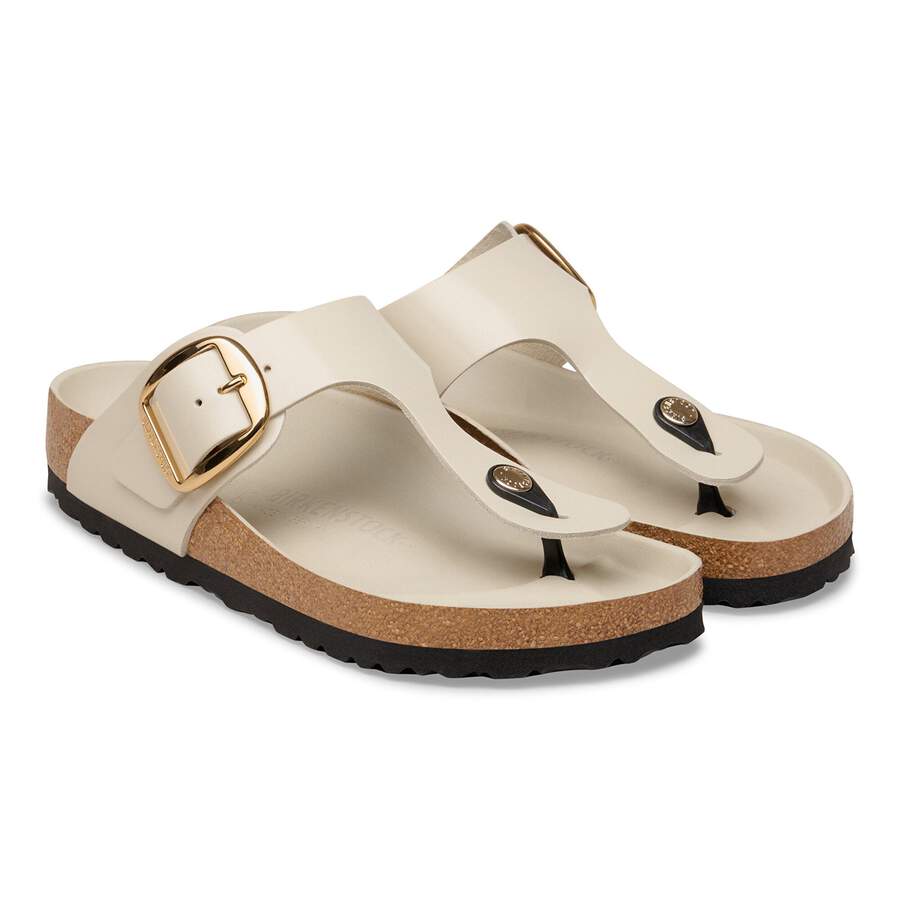 Gizeh Big Buckle Natural Leather Patent - High-Shine Oyster