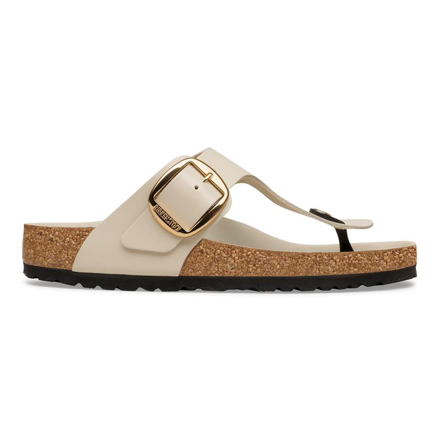Gizeh Big Buckle Natural Leather Patent - High-Shine Oyster