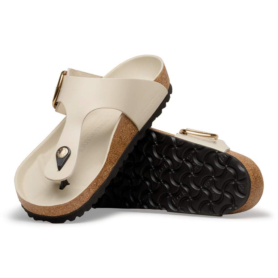 Gizeh Big Buckle Natural Leather Patent - High-Shine Oyster