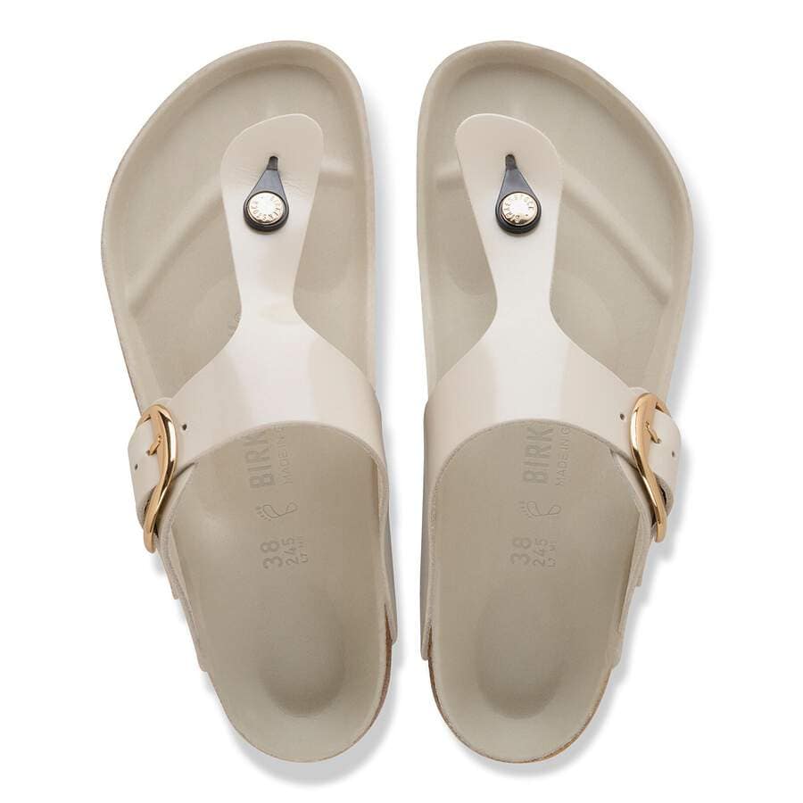 Gizeh Big Buckle Natural Leather Patent - High-Shine Oyster