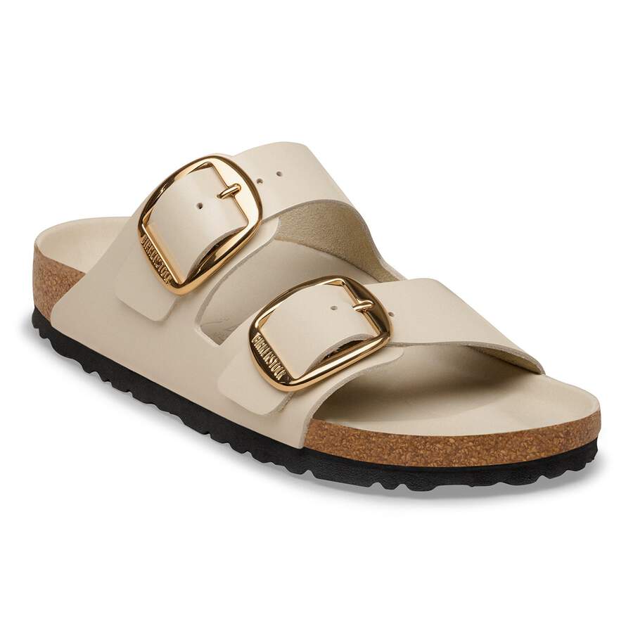Arizona Big Buckle Natural Leather Patent - High-Shine Oyster