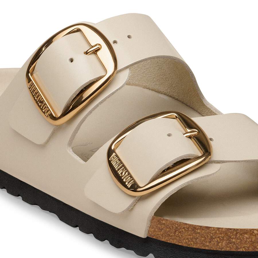 Arizona Big Buckle Natural Leather Patent - High-Shine Oyster