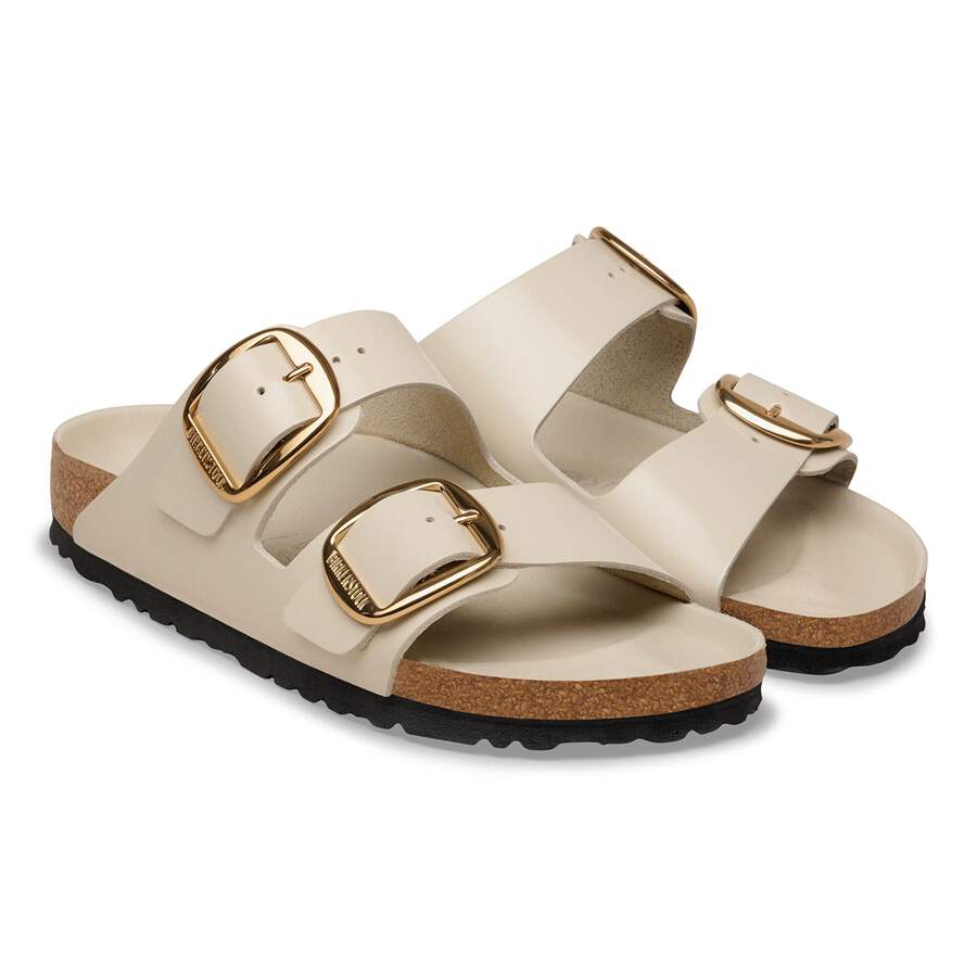 Arizona Big Buckle Natural Leather Patent - High-Shine Oyster