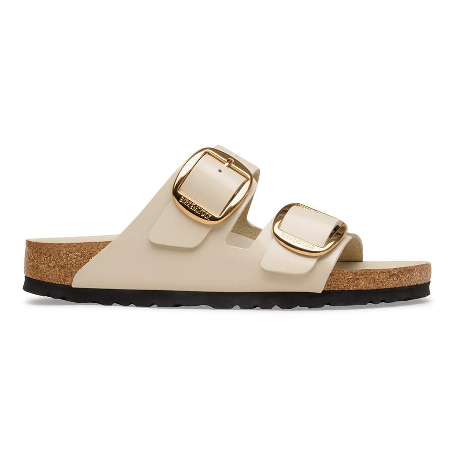 Arizona Big Buckle Natural Leather Patent - High-Shine Oyster