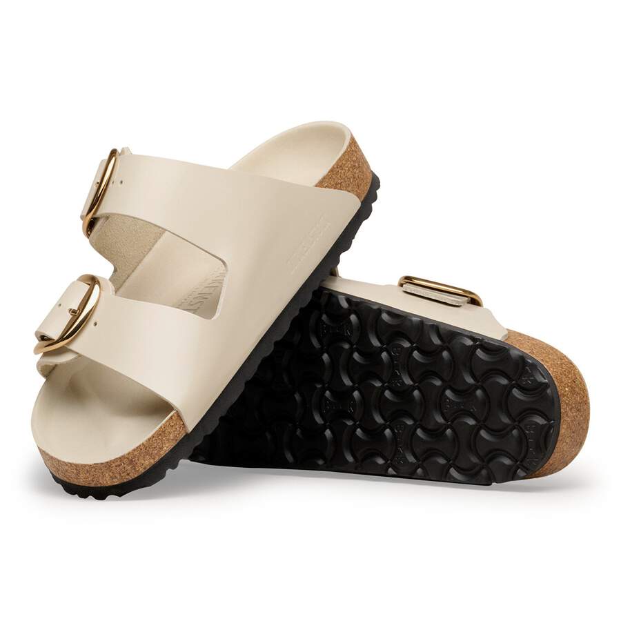 Arizona Big Buckle Natural Leather Patent - High-Shine Oyster