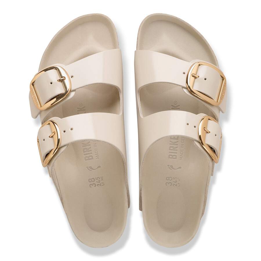 Arizona Big Buckle Natural Leather Patent - High-Shine Oyster