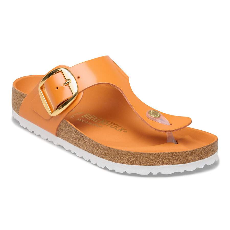 Gizeh Big Buckle Natural Leather Patent - High-Shine Kurkuma