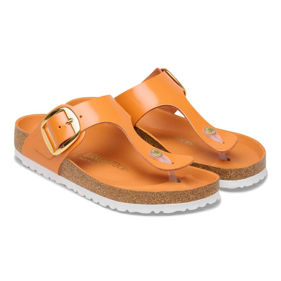 Gizeh Big Buckle Natural Leather Patent - High-Shine Kurkuma