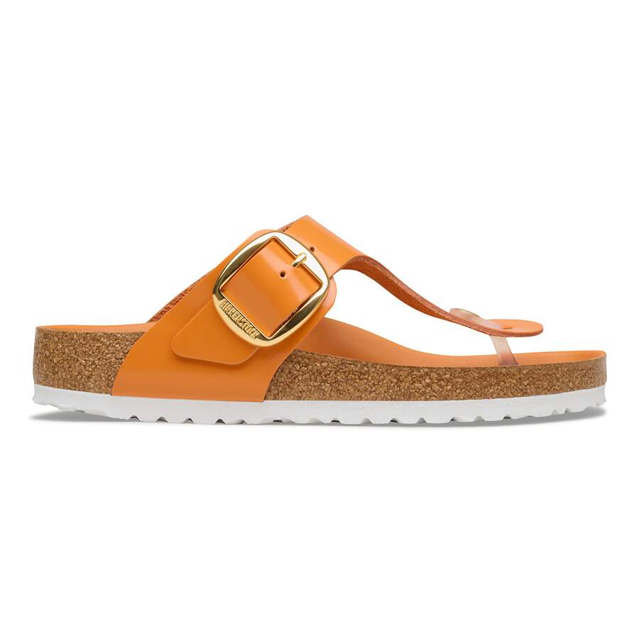 Gizeh Big Buckle Natural Leather Patent - High-Shine Kurkuma