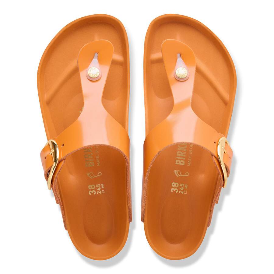 Gizeh Big Buckle Natural Leather Patent - High-Shine Kurkuma