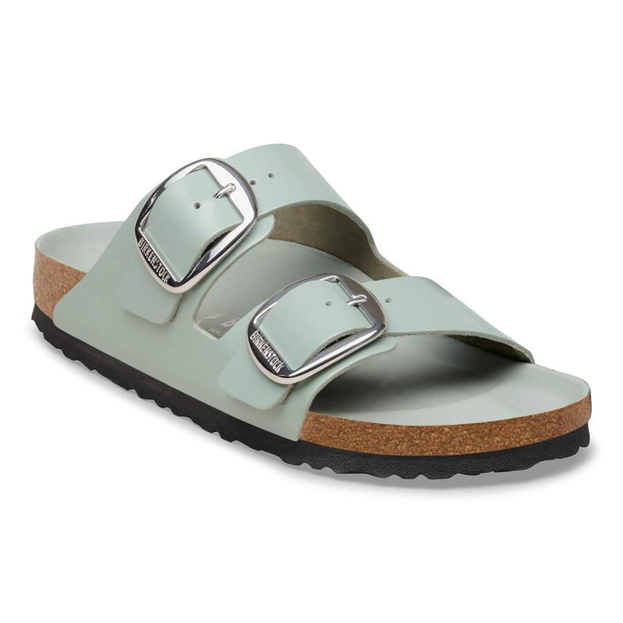 Arizona Big Buckle Natural Leather Patent - High-Shine Pure Sage