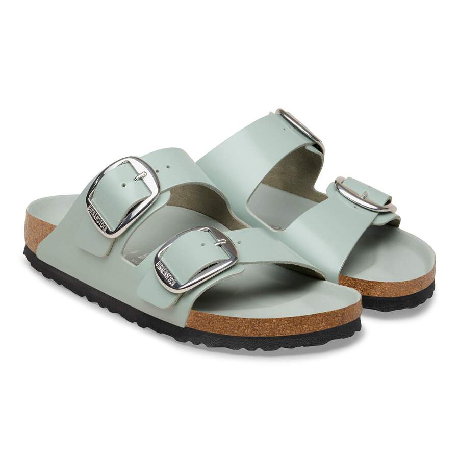 Arizona Big Buckle Natural Leather Patent - High-Shine Pure Sage
