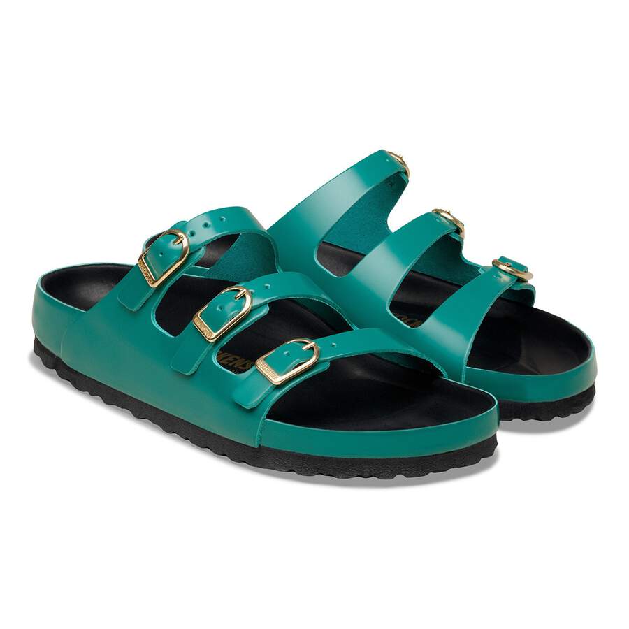 Florida Fresh Natural Leather Patent - High-Shine Dark Teal/Black