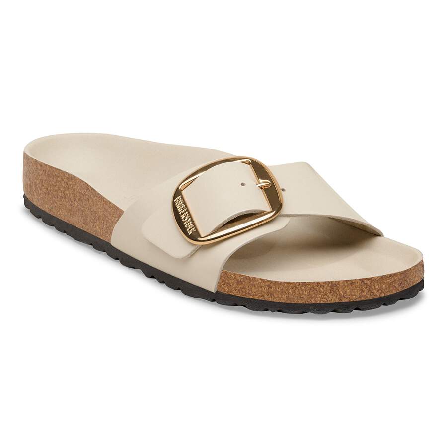 Madrid Big Buckle Natural Leather Patent - High-Shine Oyster