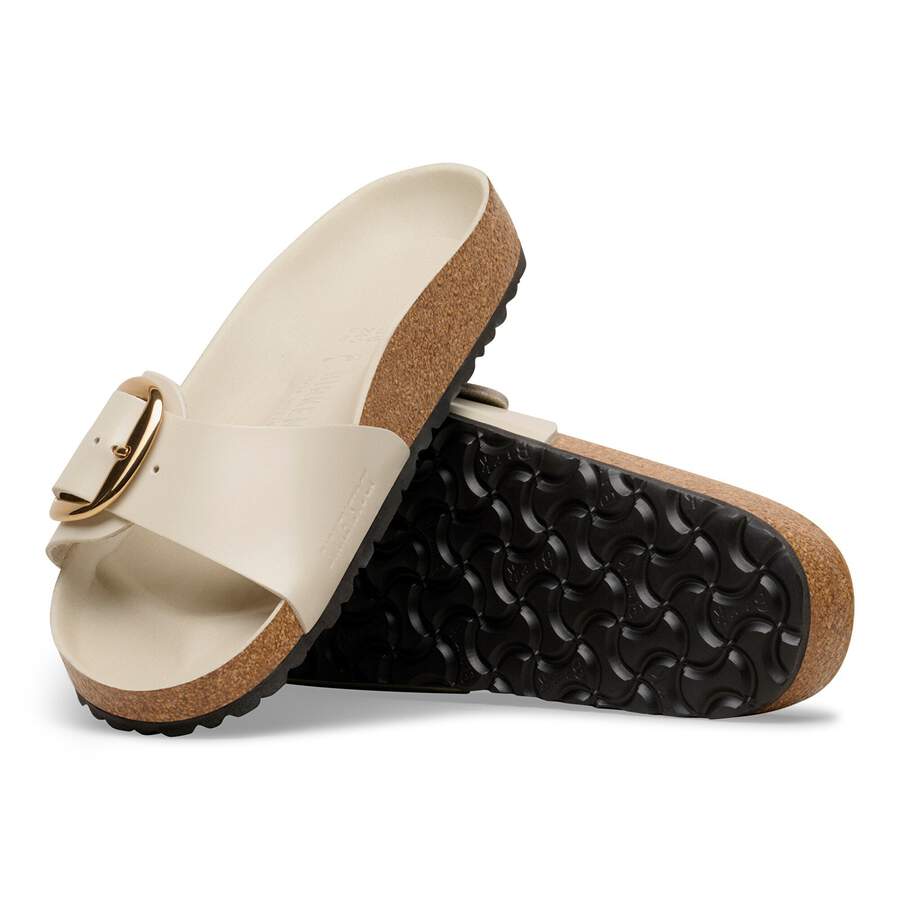 Madrid Big Buckle Natural Leather Patent - High-Shine Oyster
