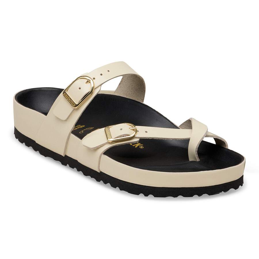 Mayari Natural Leather Patent - High-Shine Ecru/Black
