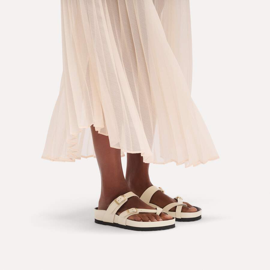 Mayari Natural Leather Patent - High-Shine Ecru/Black