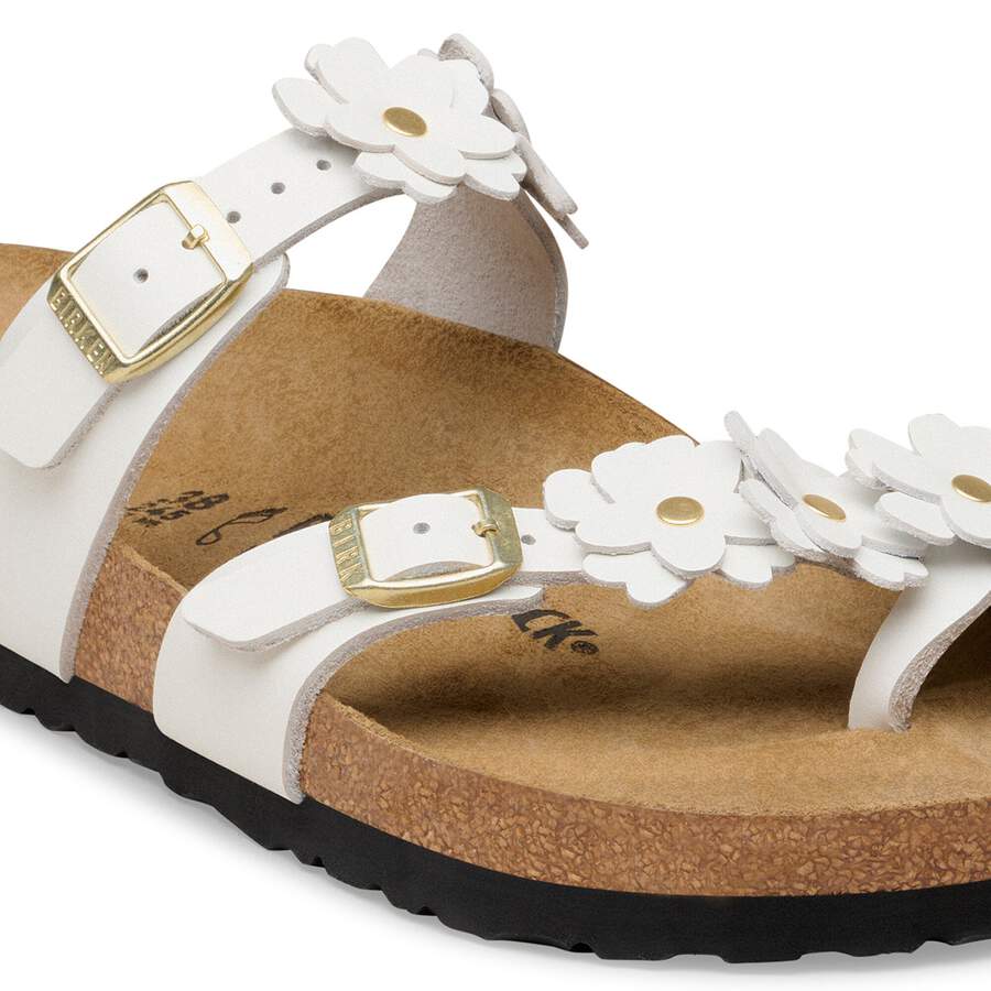 Mayari Flower Embellishment Natural Leather - White