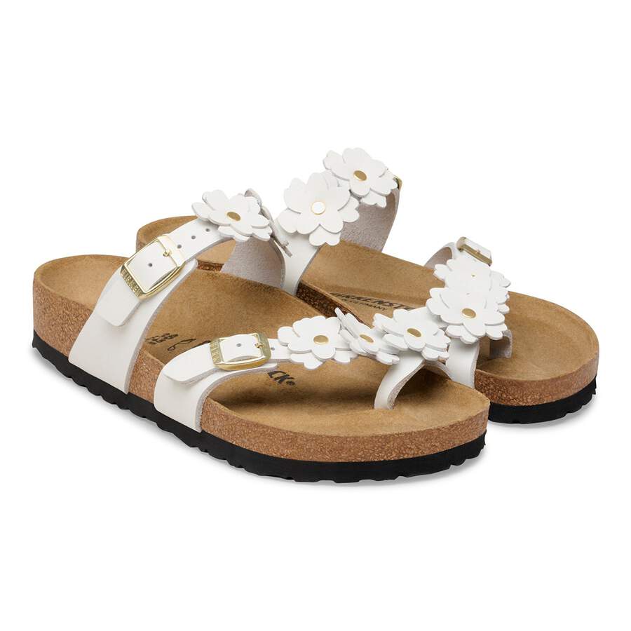 Mayari Flower Embellishment Natural Leather - White