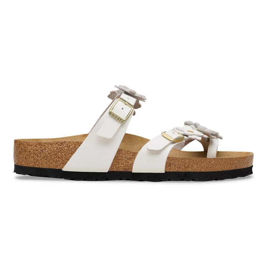 Mayari Flower Embellishment Natural Leather - White