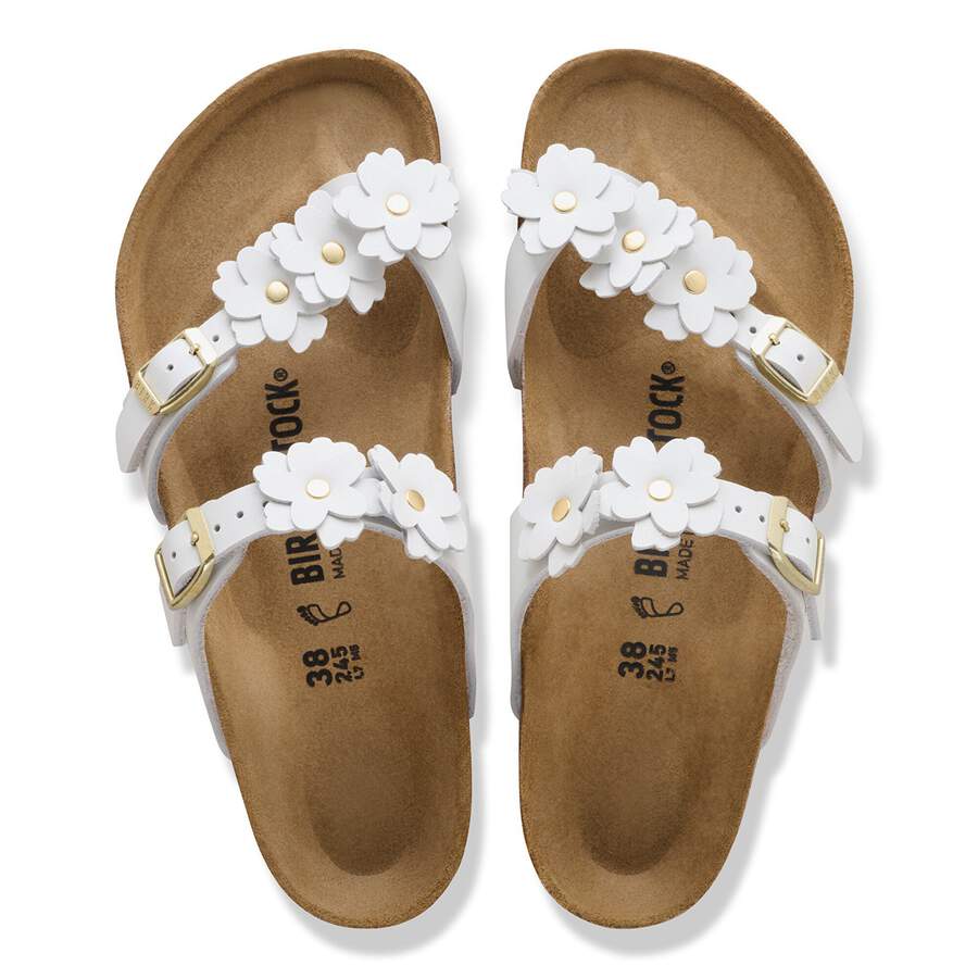Mayari Flower Embellishment Natural Leather - White