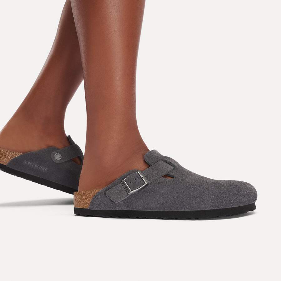 Boston Soft Footbed Suede Leather - Charcoal
