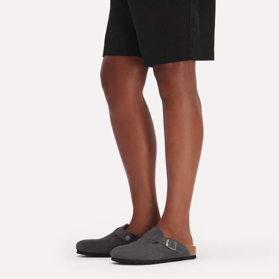 Boston Soft Footbed Suede Leather - Charcoal