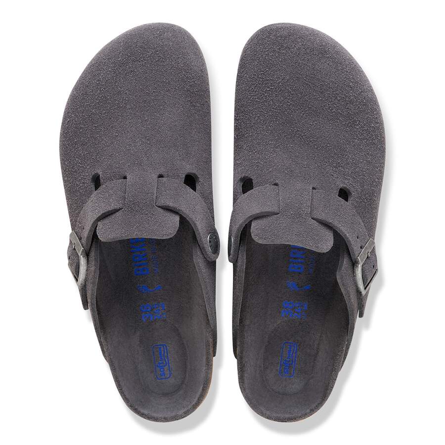Boston Soft Footbed Suede Leather - Charcoal